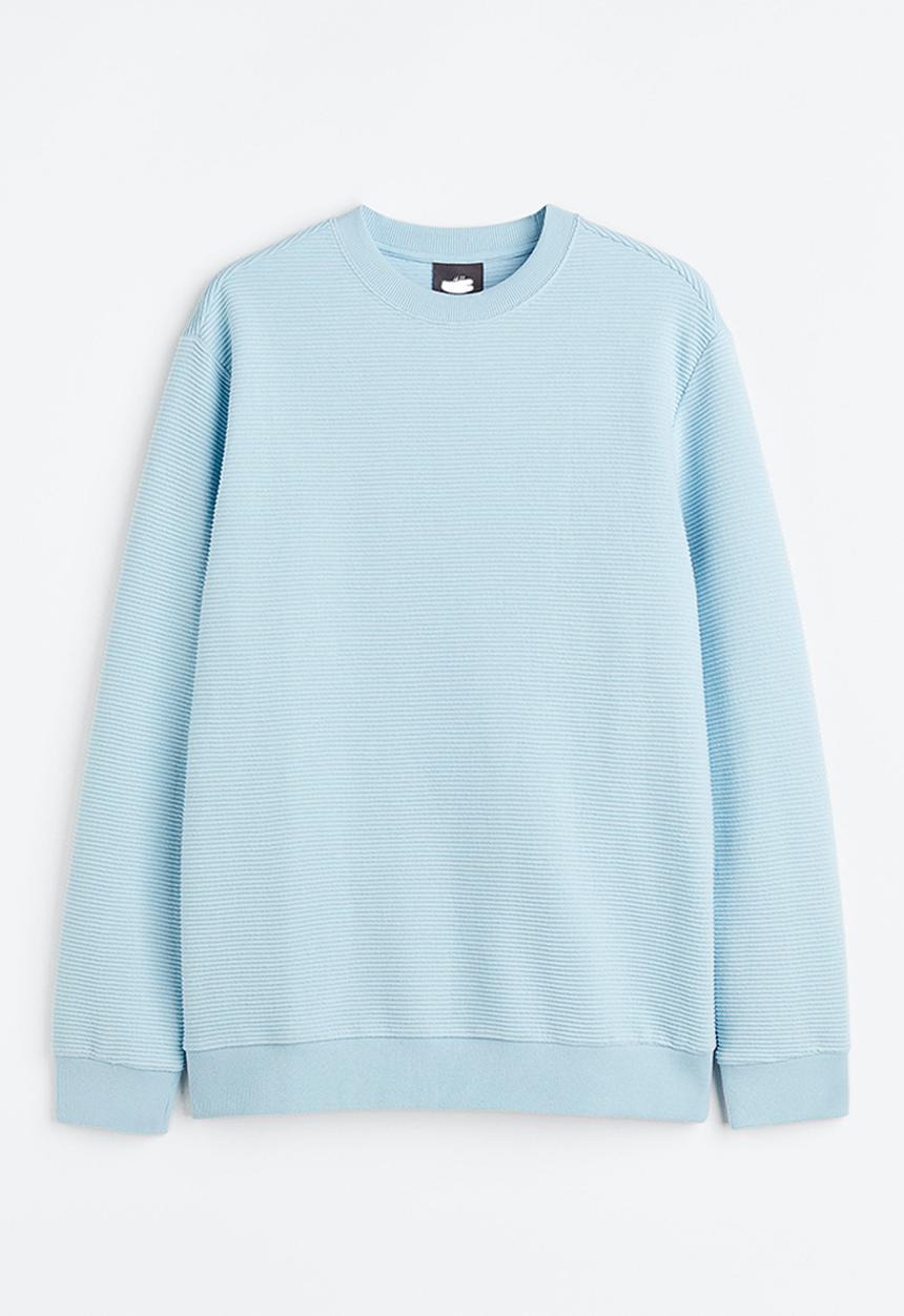 H&M - Regular fit ribbed sweatshirt - light blue