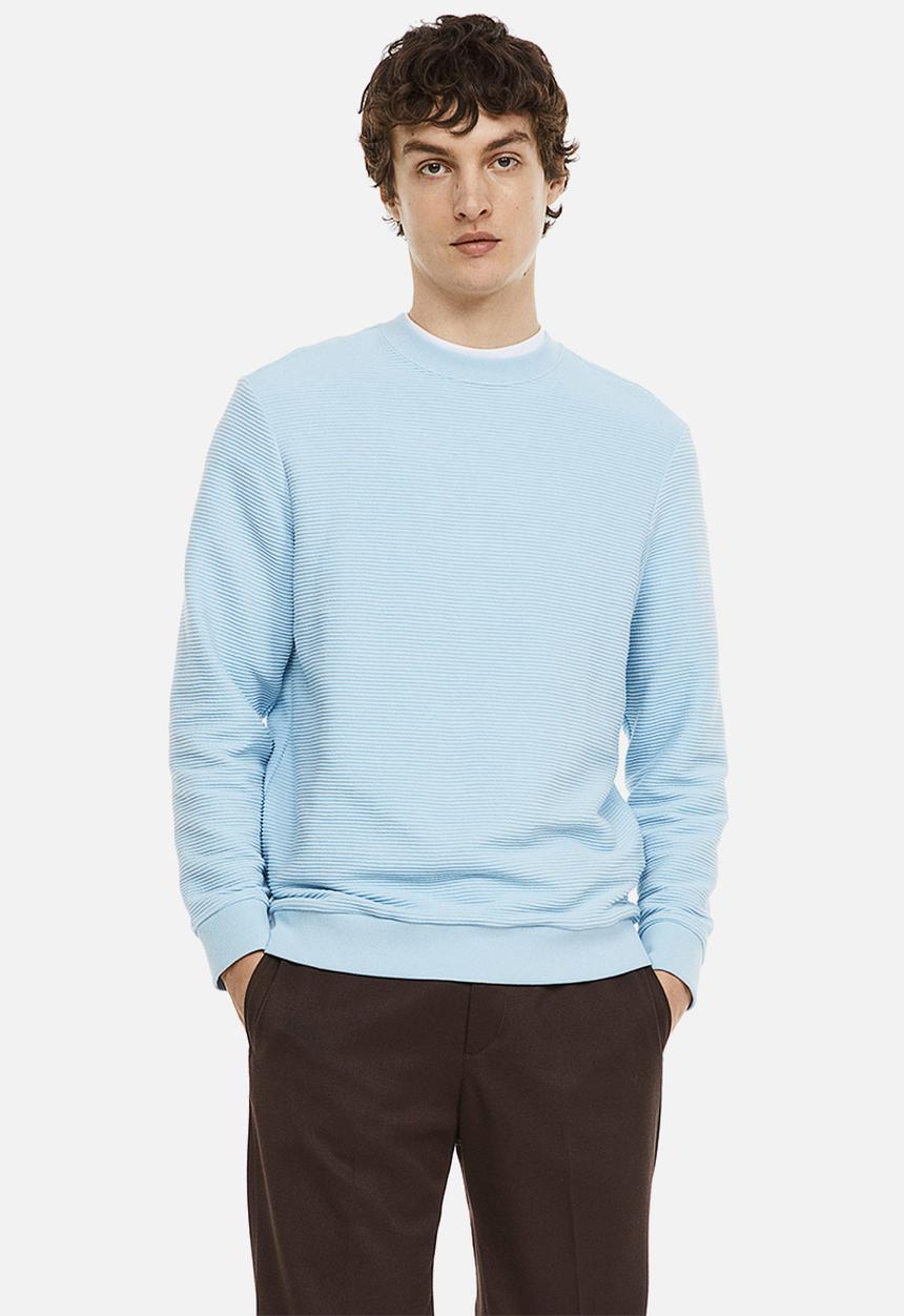 H&M - Regular fit ribbed sweatshirt - light blue