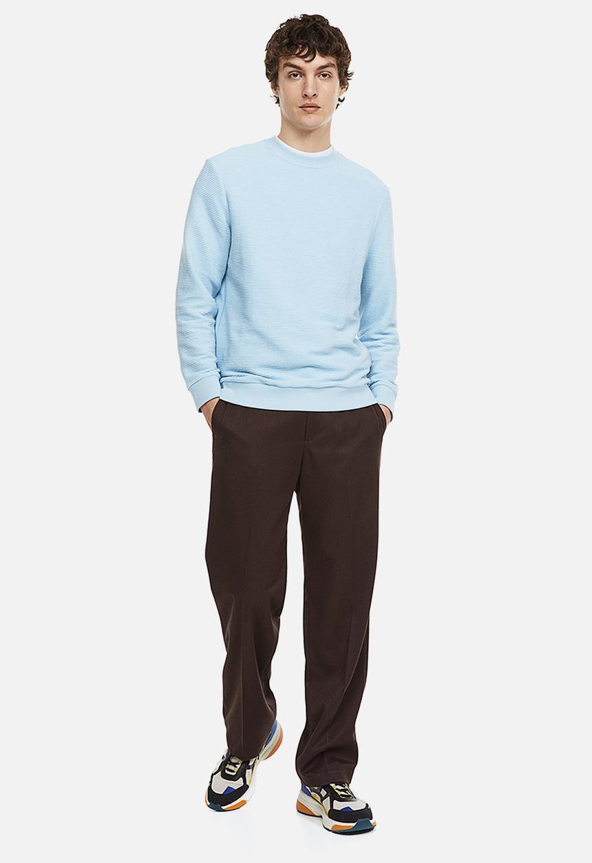 H&M - Regular fit ribbed sweatshirt - light blue