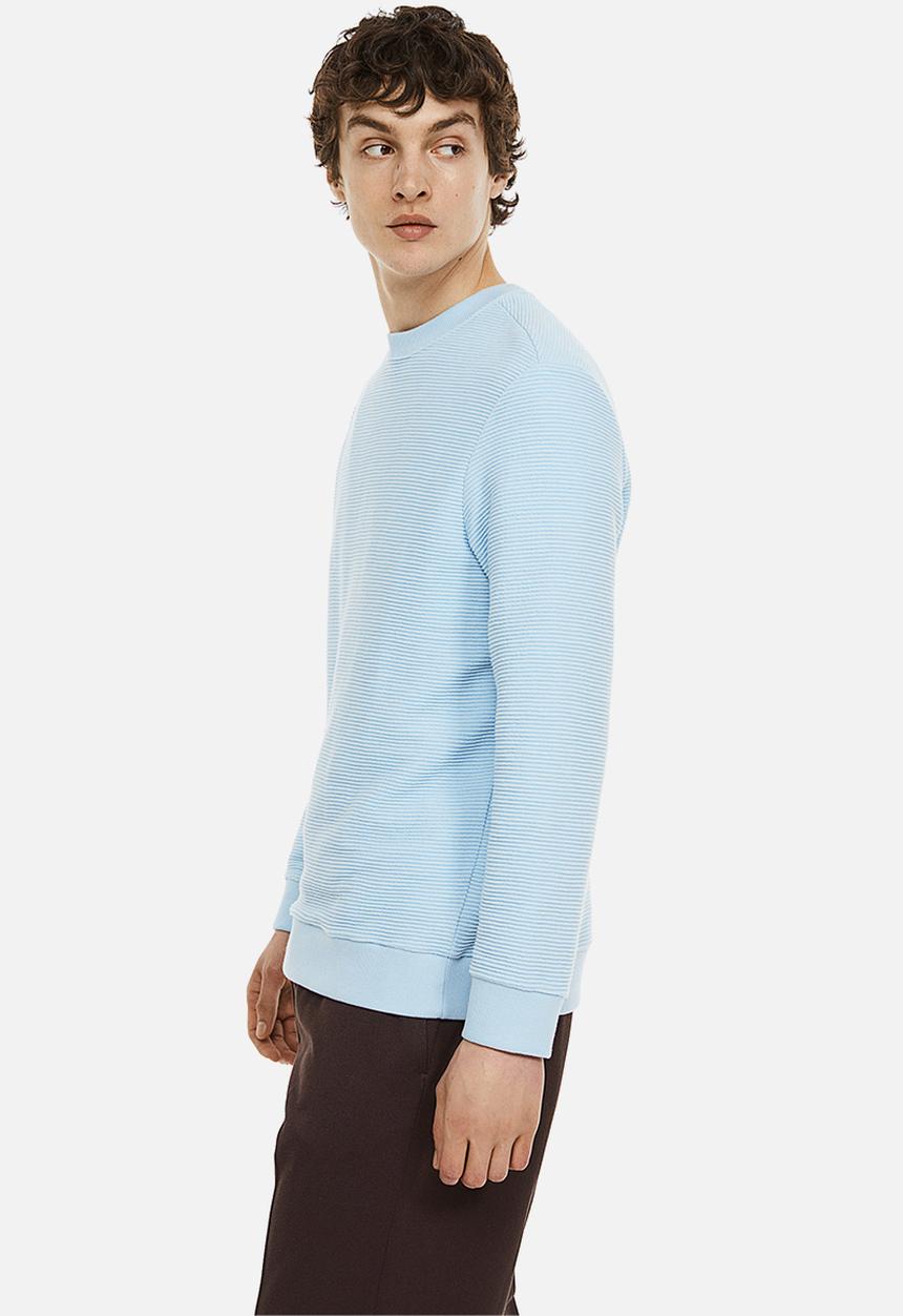 H&M - Regular fit ribbed sweatshirt - light blue