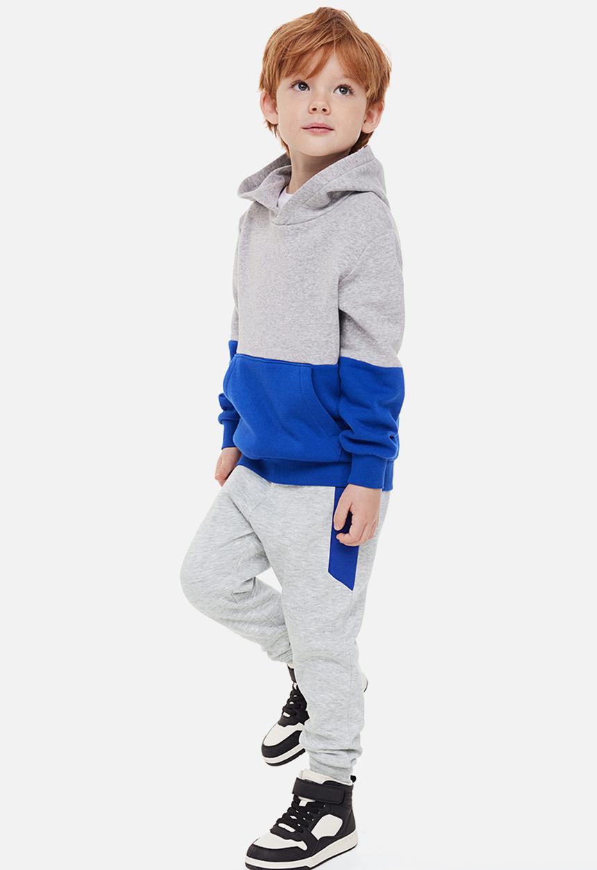 H&M - Printed joggers - grey marl/block-coloured 