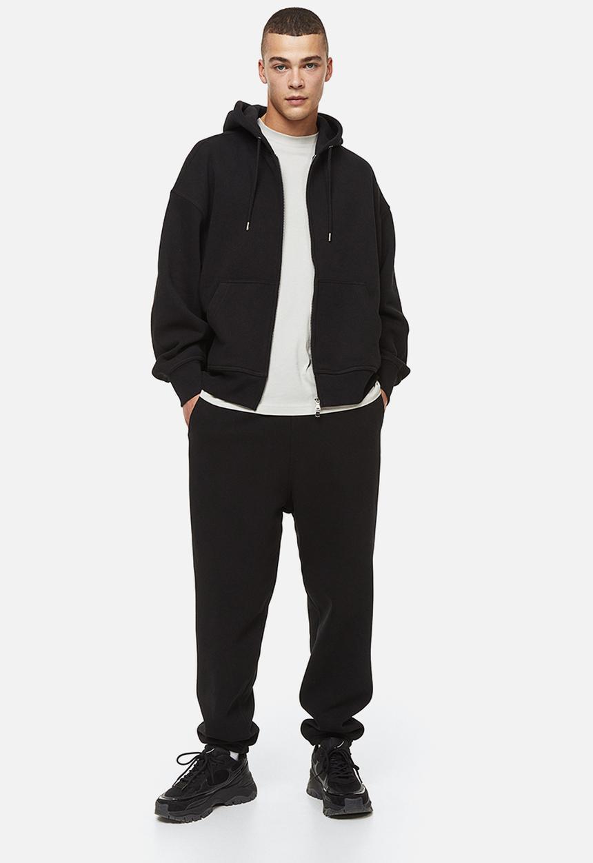 H&M - Oversized fit zip-through hoodie - black