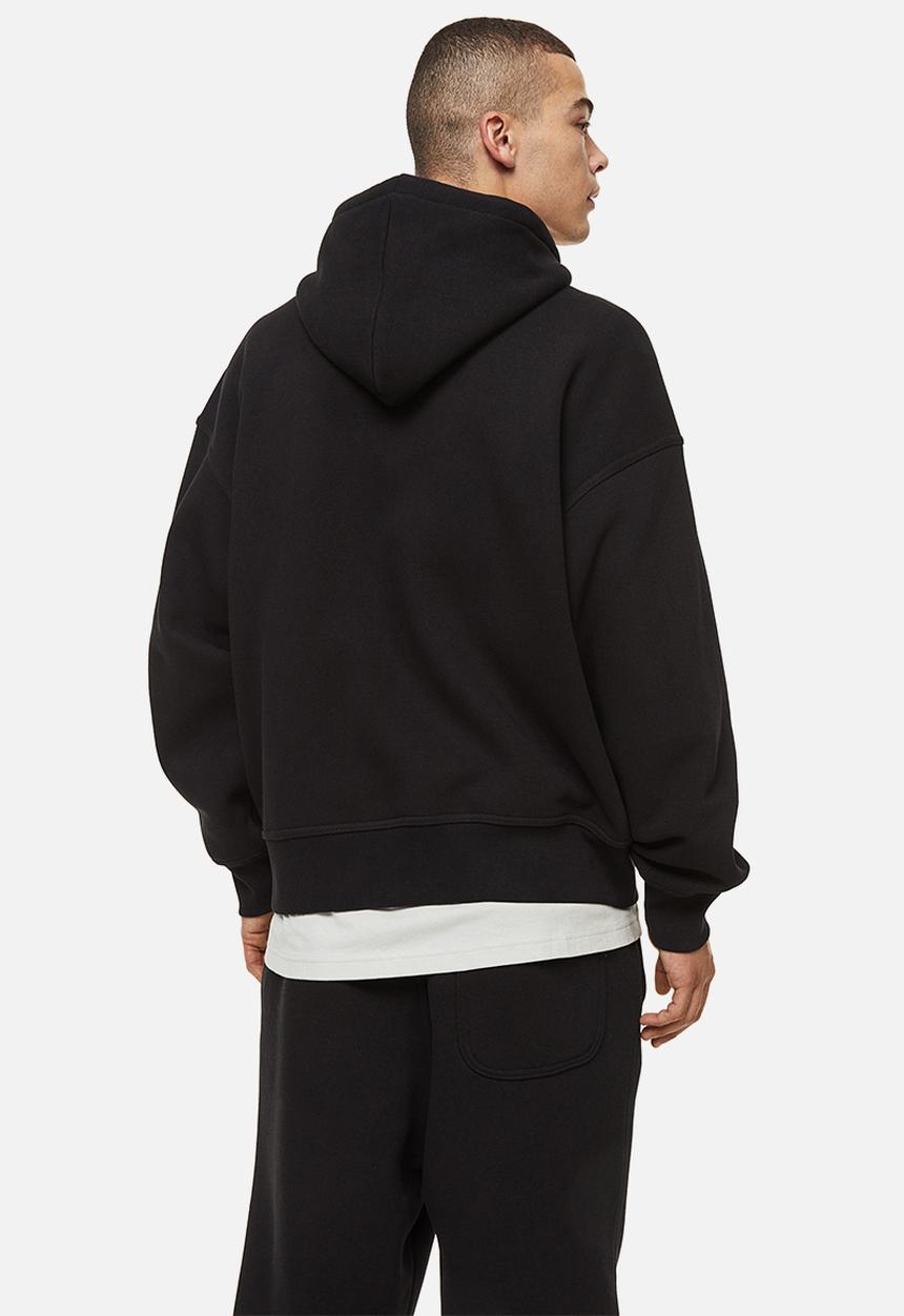 H&M - Oversized fit zip-through hoodie - black