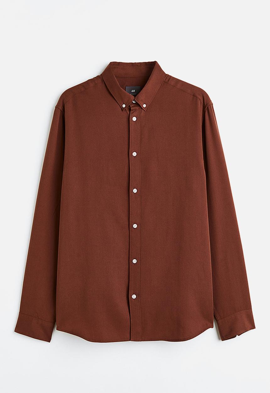 H&M - Regular fit lyocell shirt - dark brown 