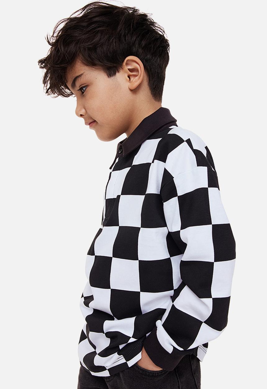 H&M - Cotton rugby shirt - black/checked