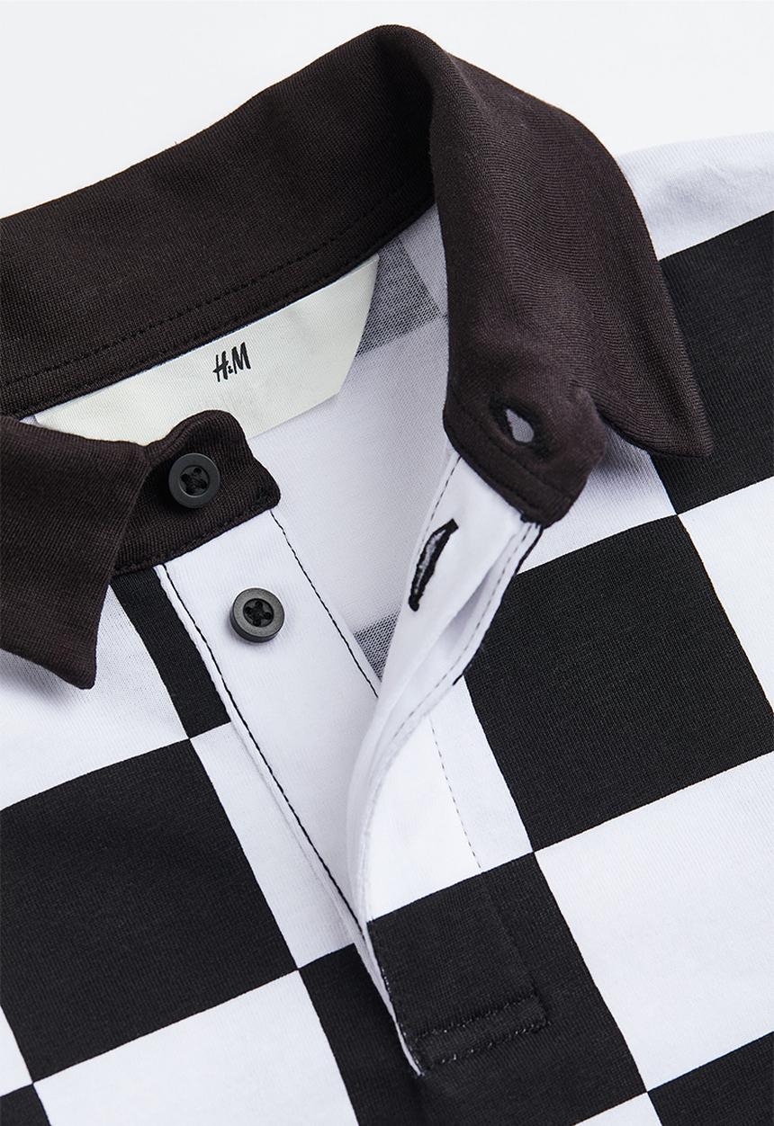 H&M - Cotton rugby shirt - black/checked