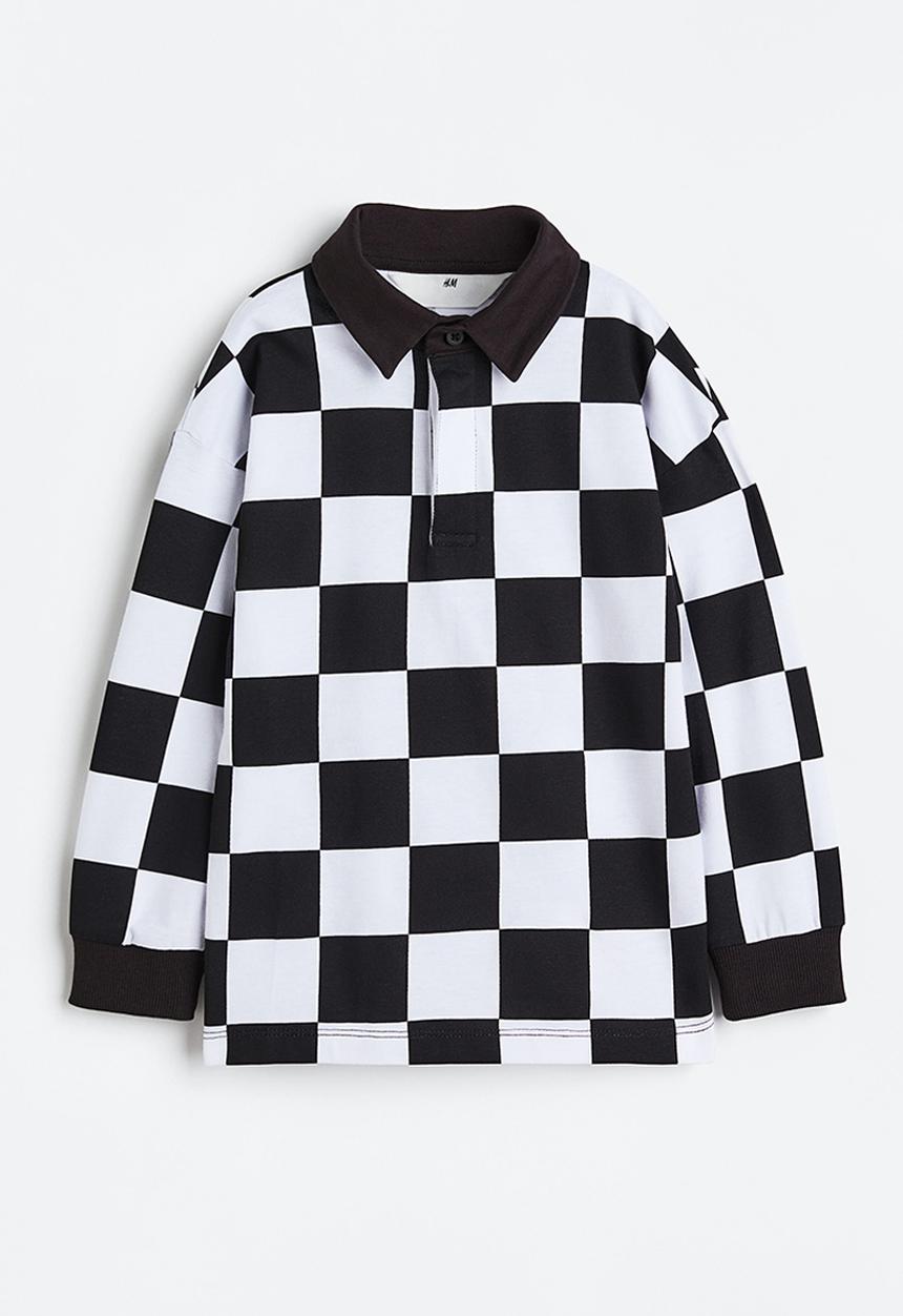 H&M - Cotton rugby shirt - black/checked