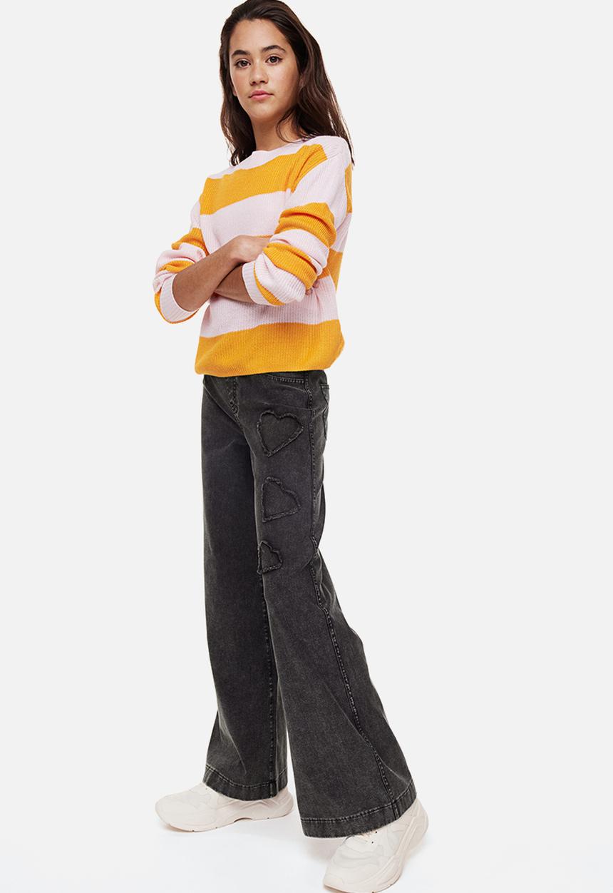 H&M - Wide trousers - black/hearts 