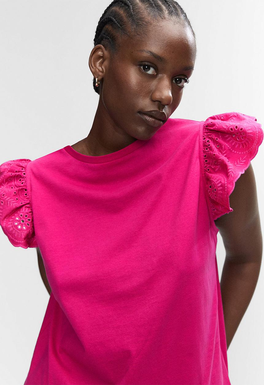 MANGO - T-shirt duna - bright pink