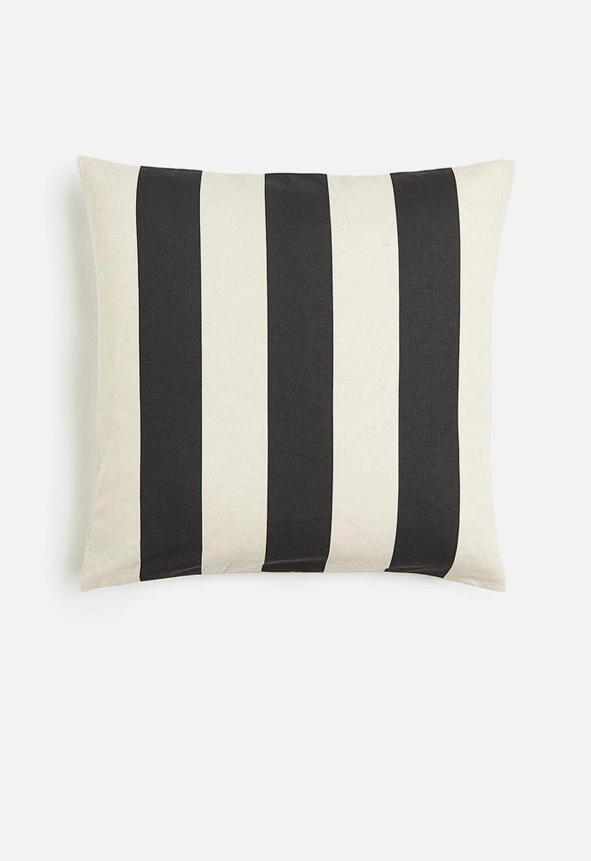 H&M - Striped linen-blend cushion cover - dark grey/white 
