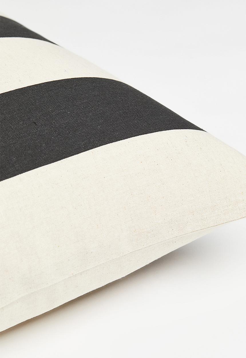 H&M - Striped linen-blend cushion cover - dark grey/white 