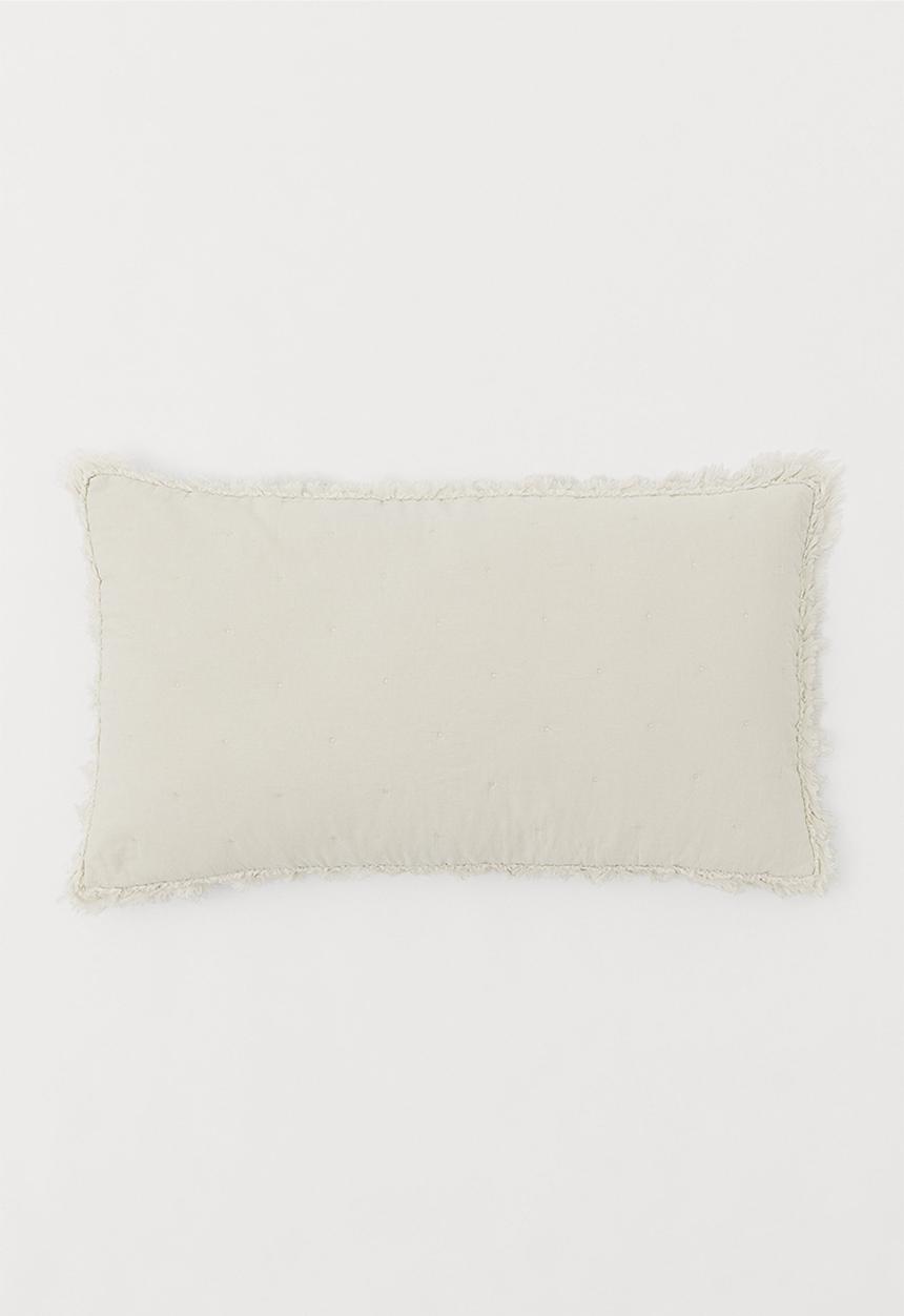 H&M - Frill-trimmed cushion cover - light beige