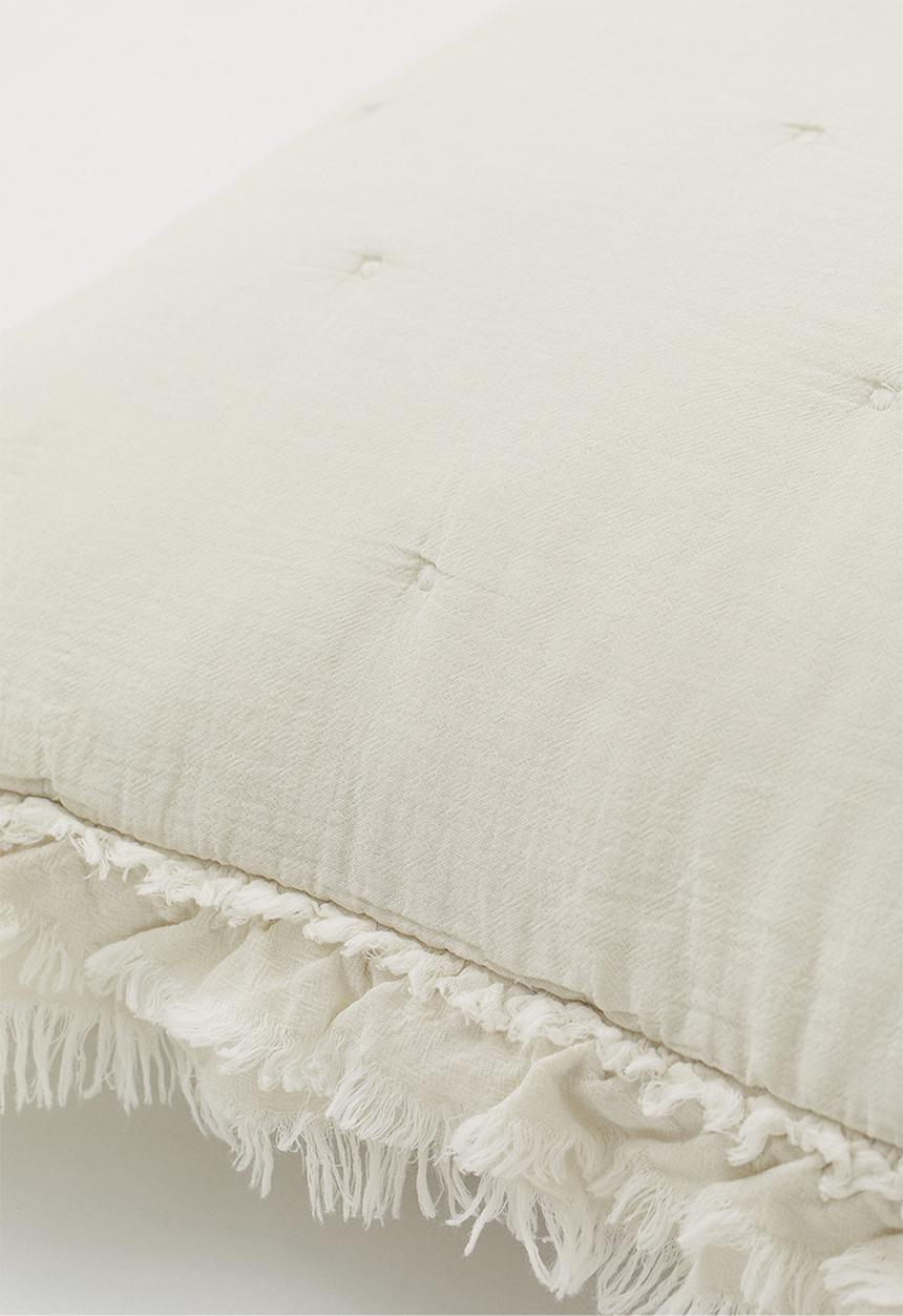 H&M - Frill-trimmed cushion cover - light beige