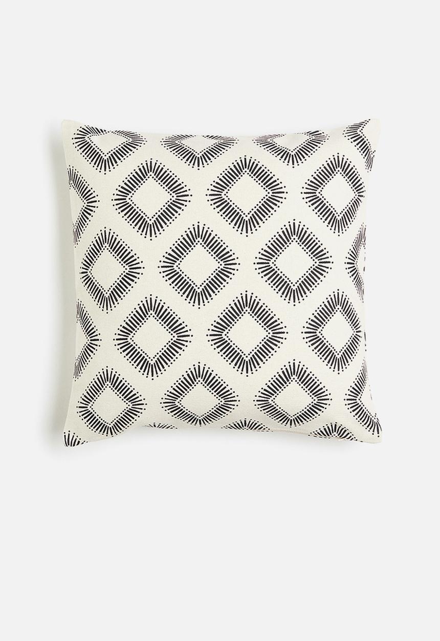 H&M - Patterned cushion cover - white/dark grey