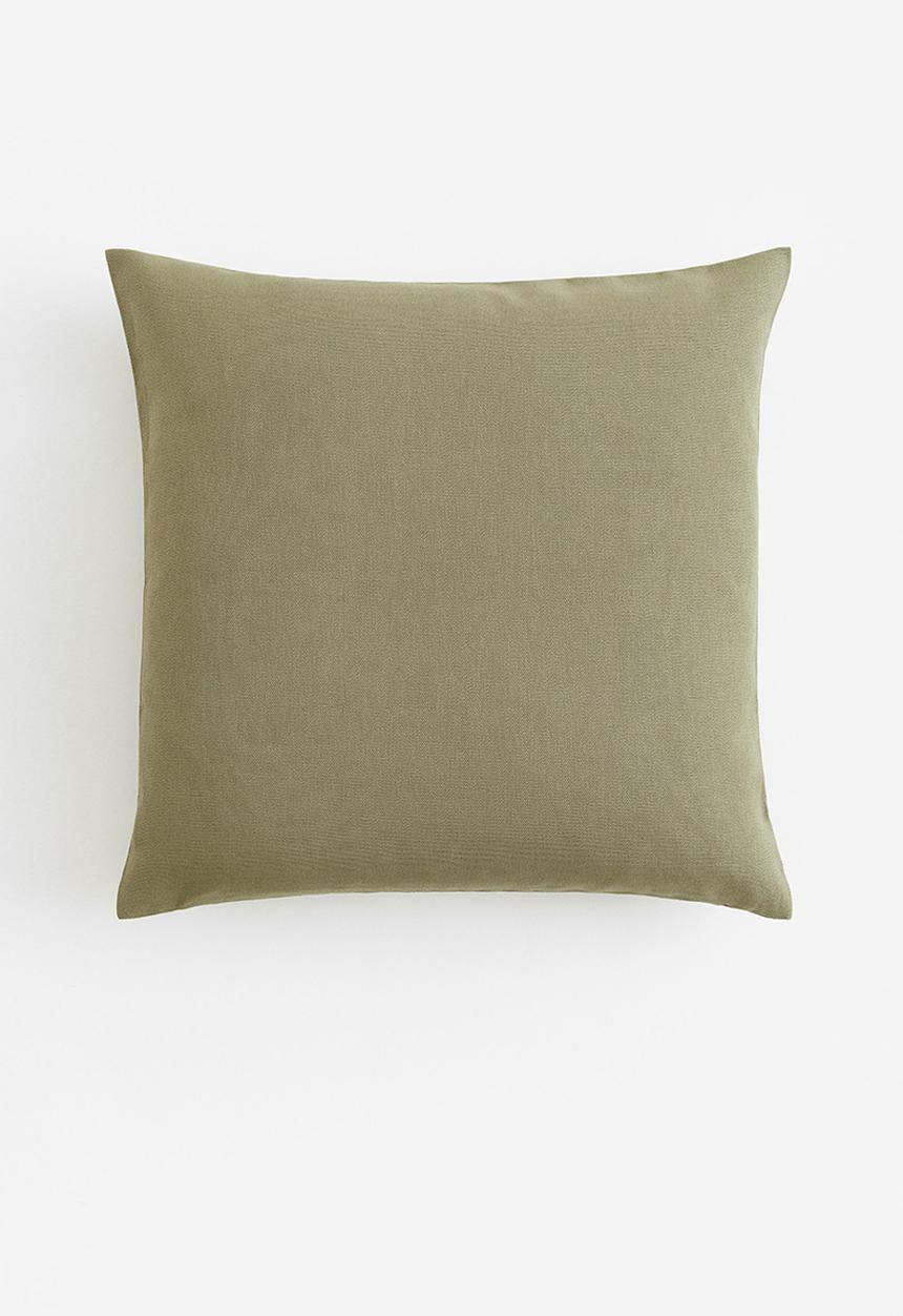 H&M - Cotton canvas cushion cover - khaki green 