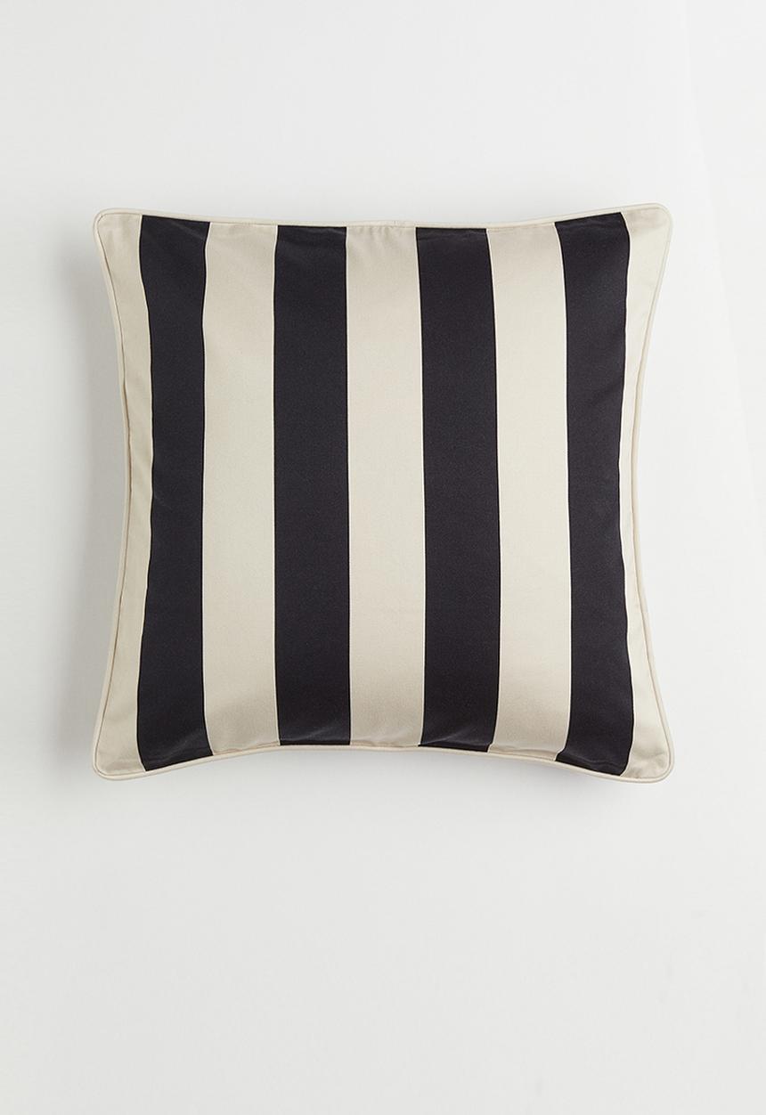 H&M - Satin cushion cover - black/striped 