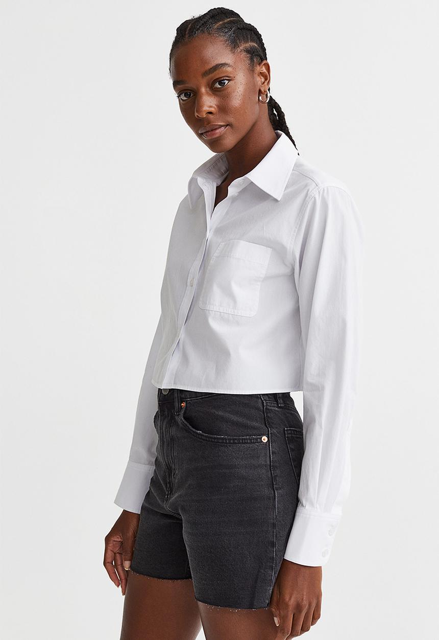 H&M - High waist denim shorts - dark grey 