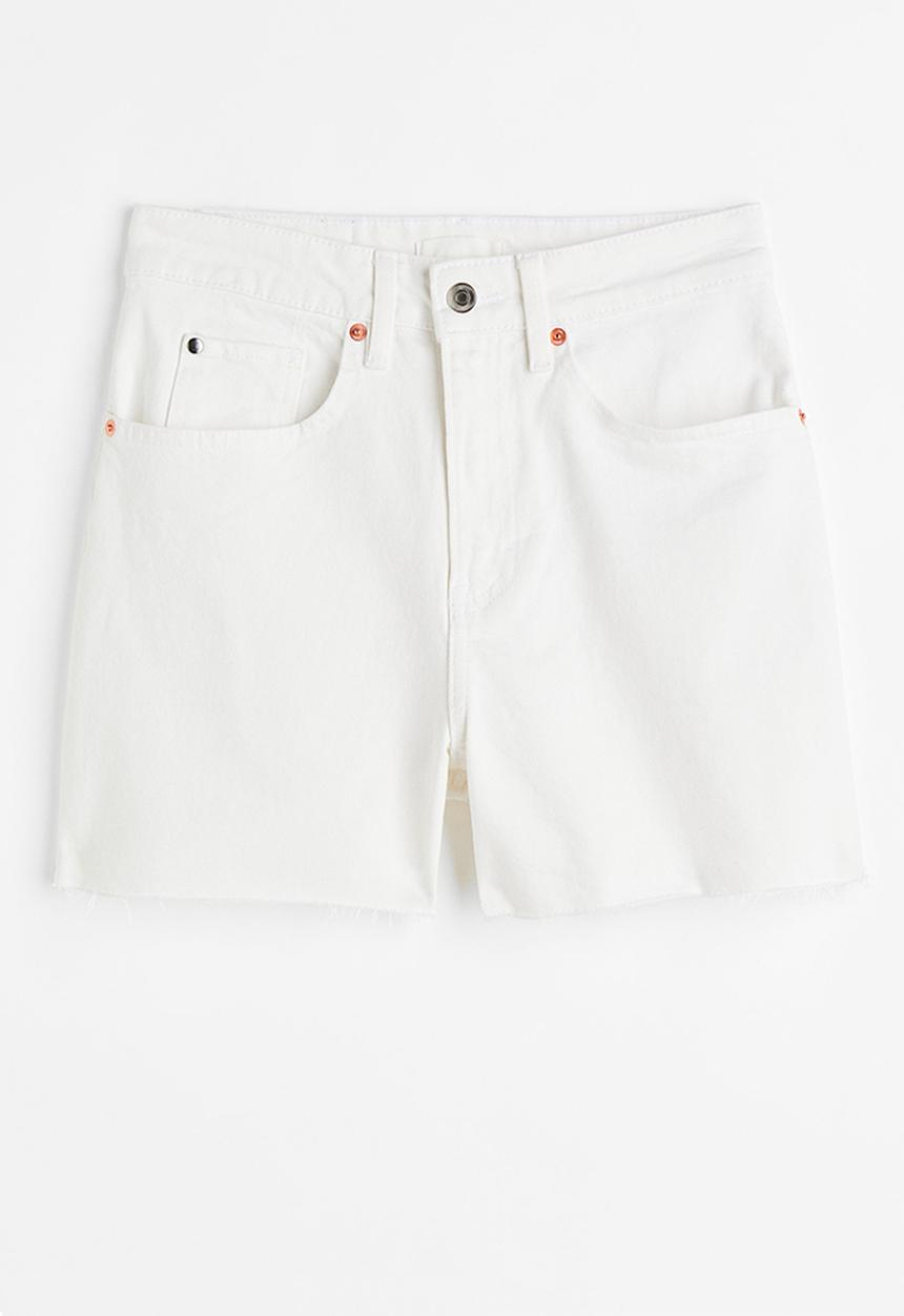 H&M - High waist denim shorts - white