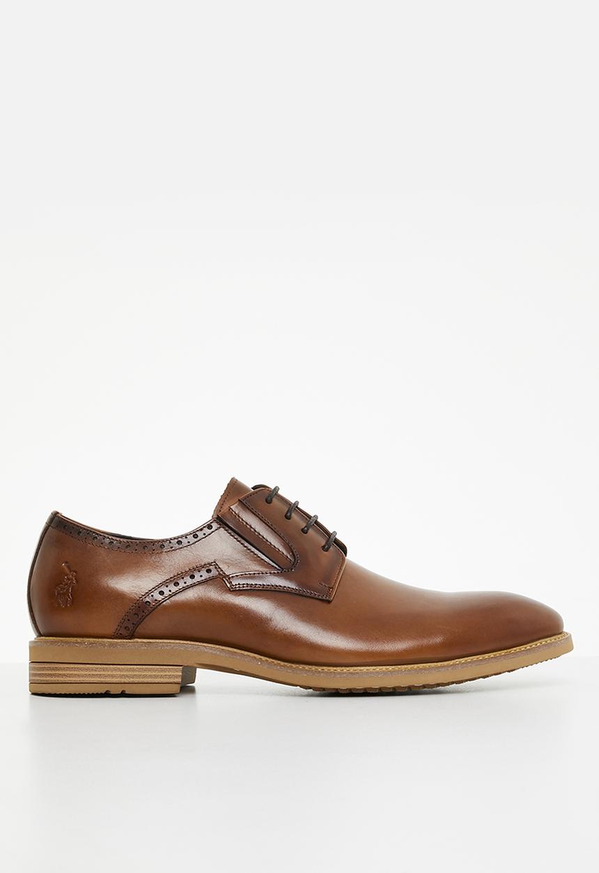 POLO - Half brogue gibson leather lace up - cognac