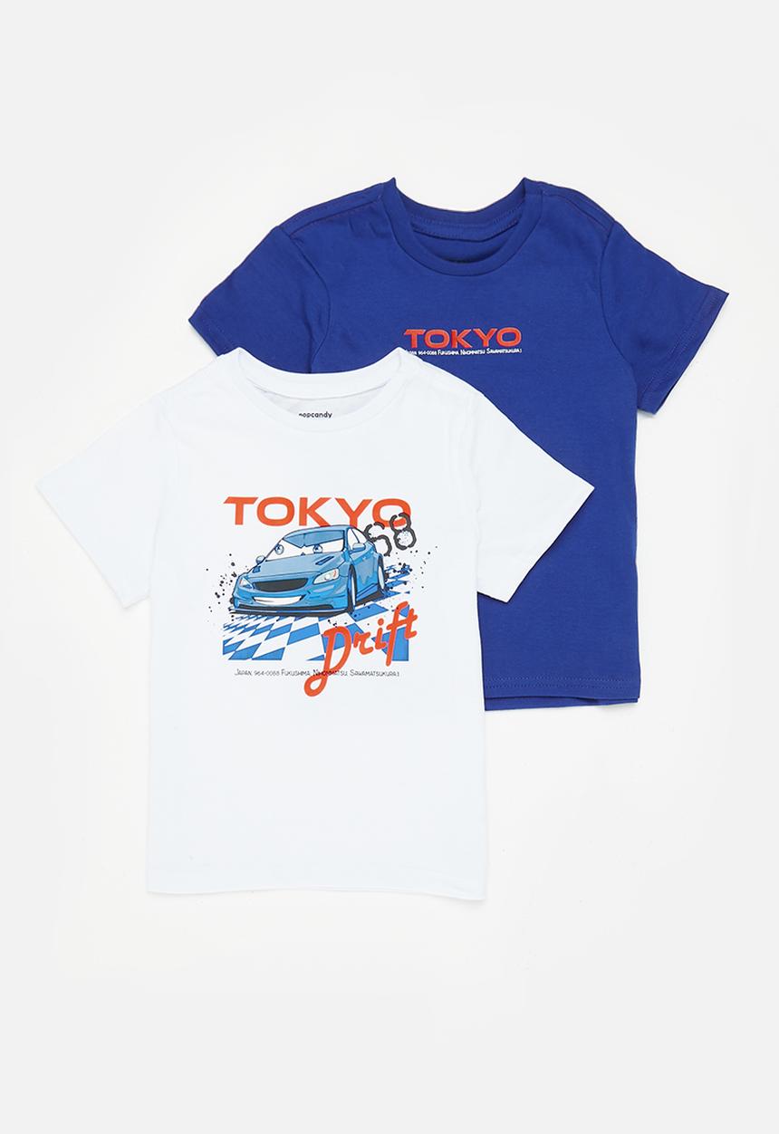 Superbalist - Younger boys 2 Pack printed tee-blue and white