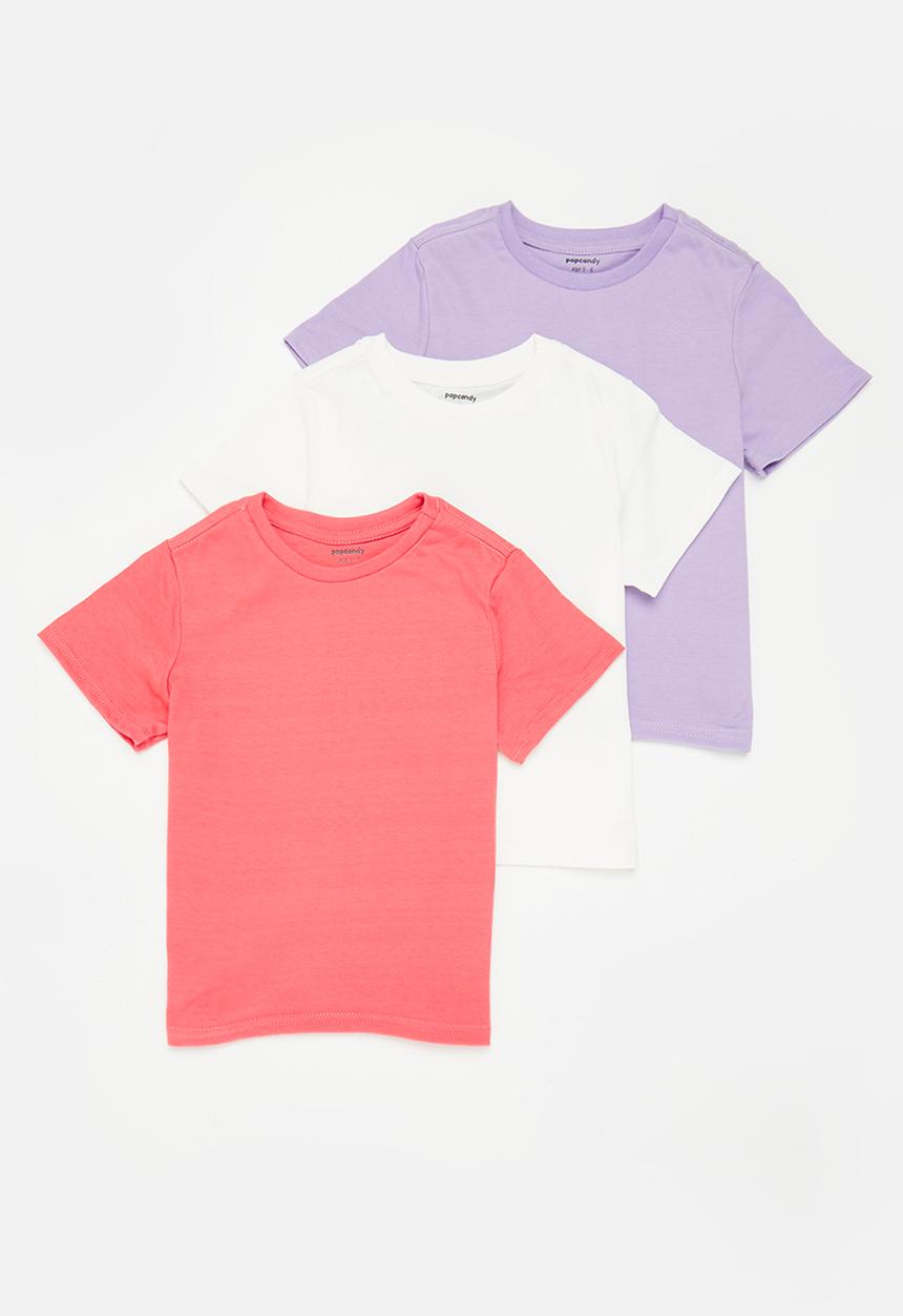 Pop Candy - Younger  girls 3 pack basic tee - multi 