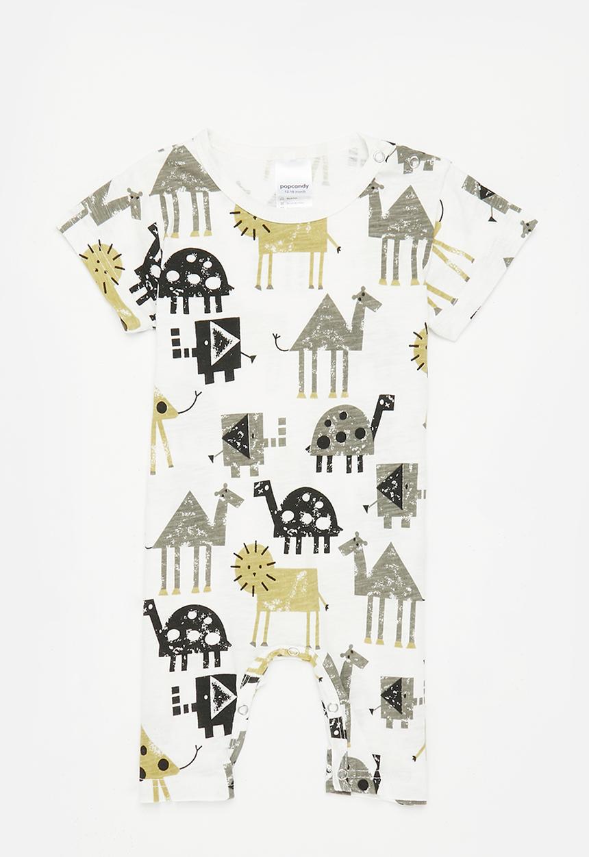 Pop Candy - Printed romper - white and yellow