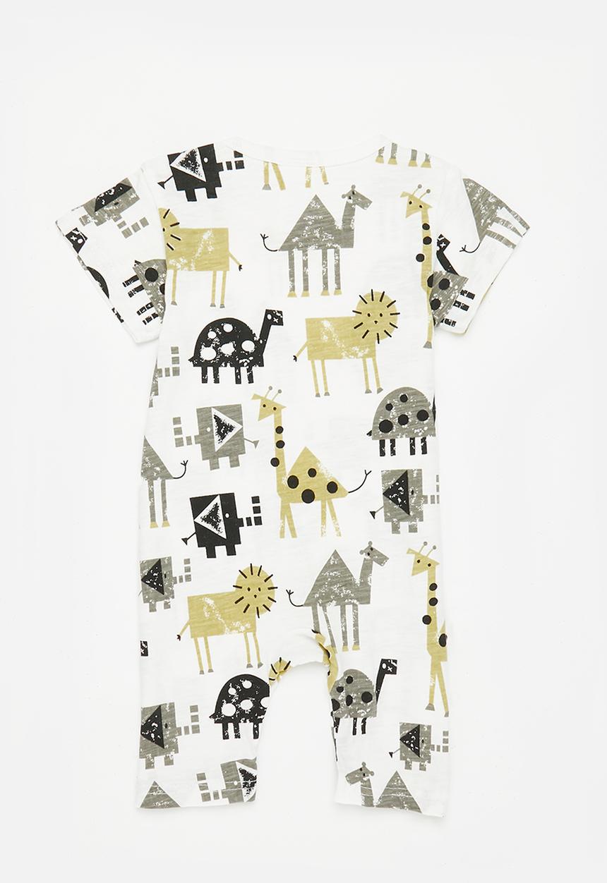 Pop Candy - Printed romper - white and yellow