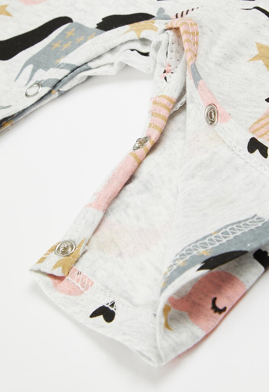 Pop Candy - Printed romper - grey and pink