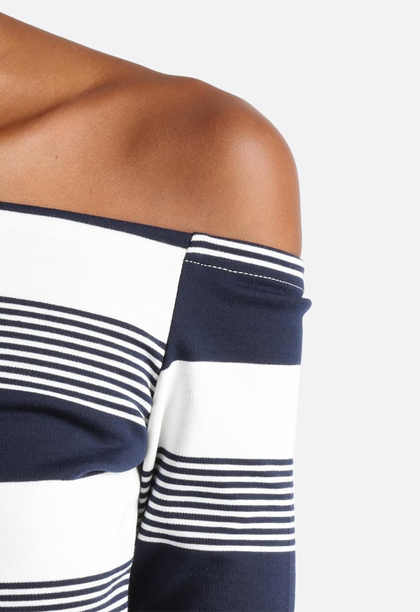 Glamorous - Off-Shoulder Mix Stripe Top