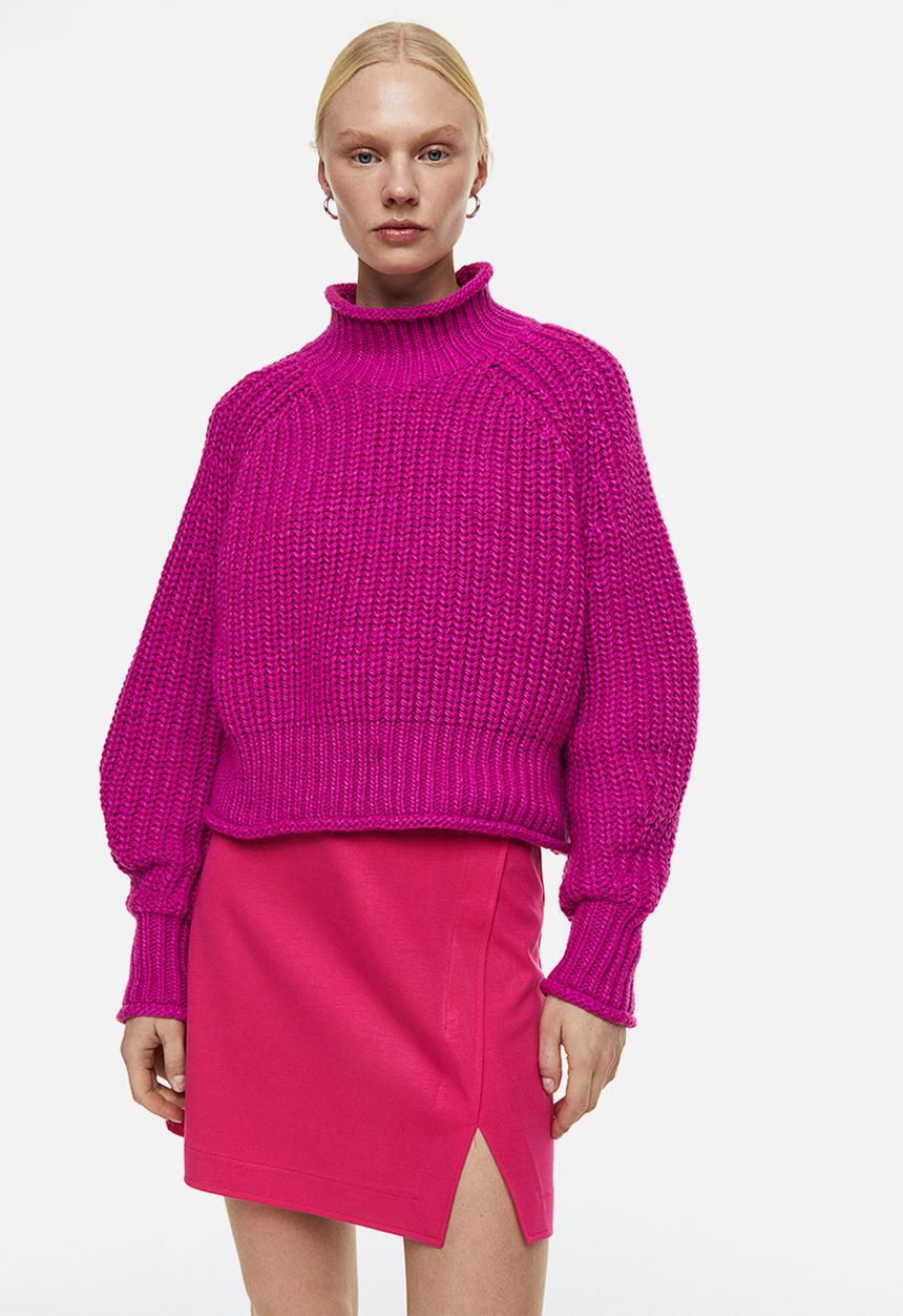 H&M - Short wrapover skirt - cerise 