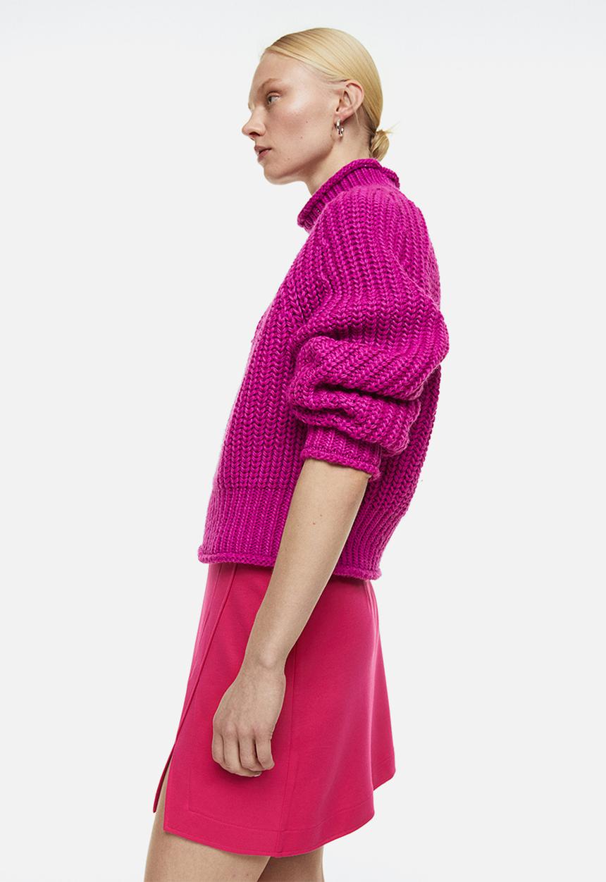H&M - Short wrapover skirt - cerise 