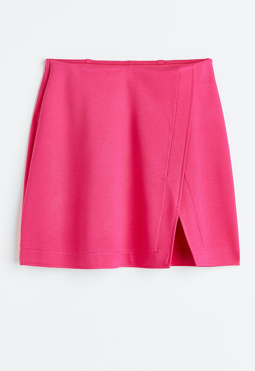 H&M - Short wrapover skirt - cerise 