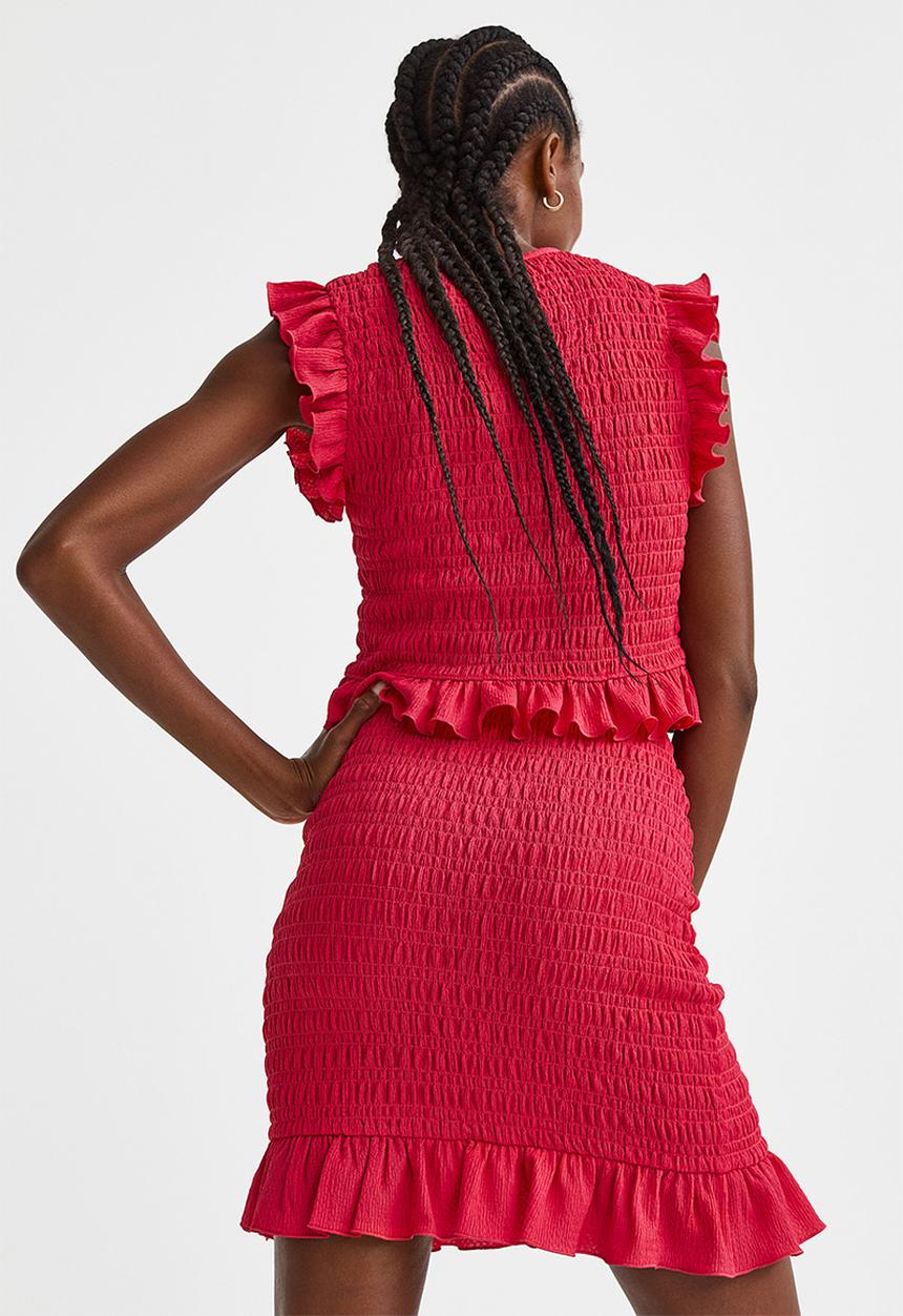H&M - Smocked skirt - cerise 