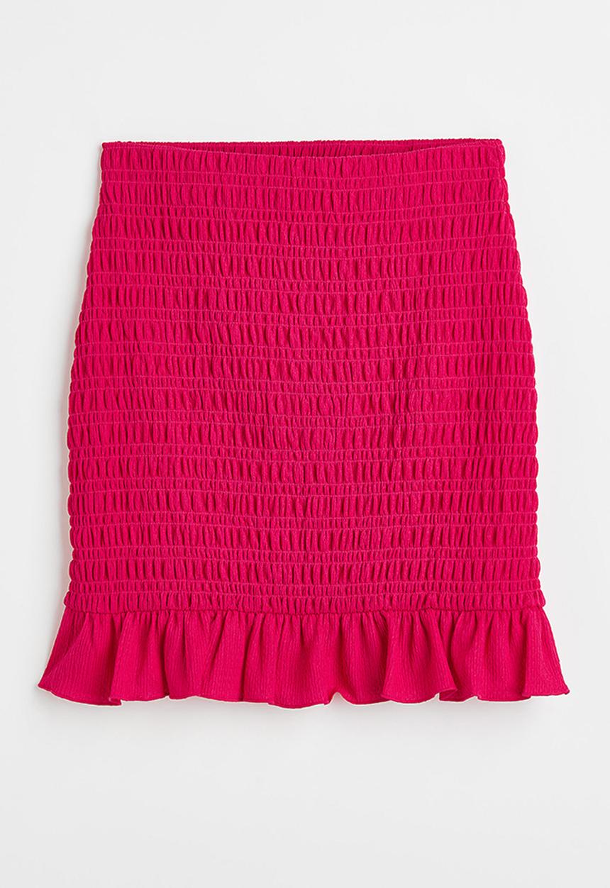 H&M - Smocked skirt - cerise 