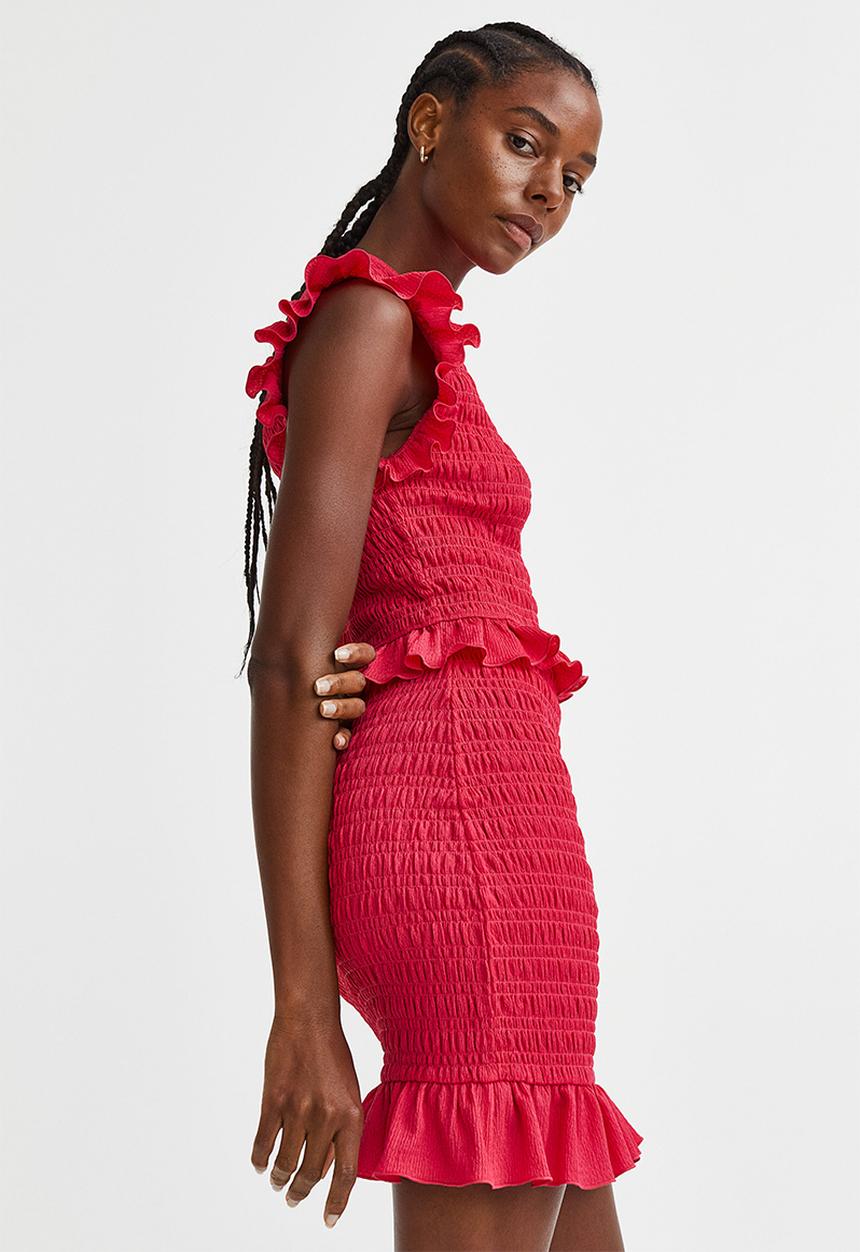 H&M - Smocked skirt - cerise 