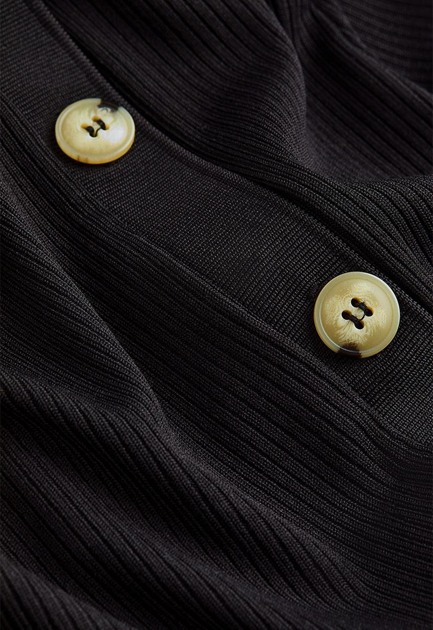 H&M - Button-detail ribbed skirt - black