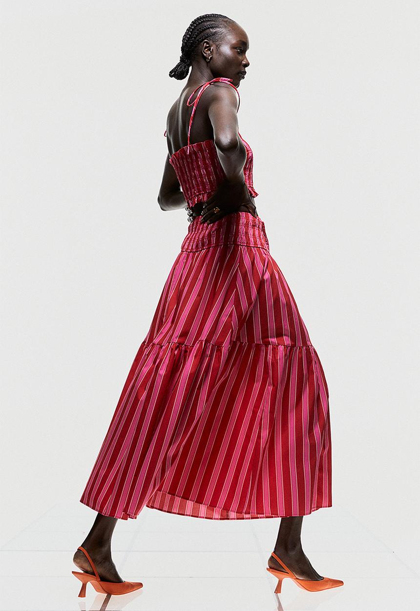 H&M - A-line skirt - cerise/striped