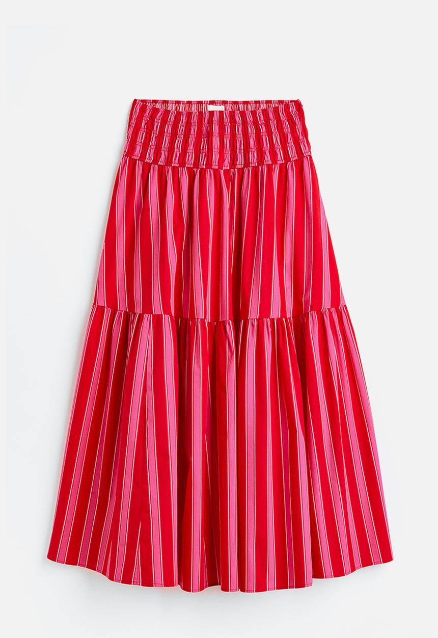 H&M - A-line skirt - cerise/striped