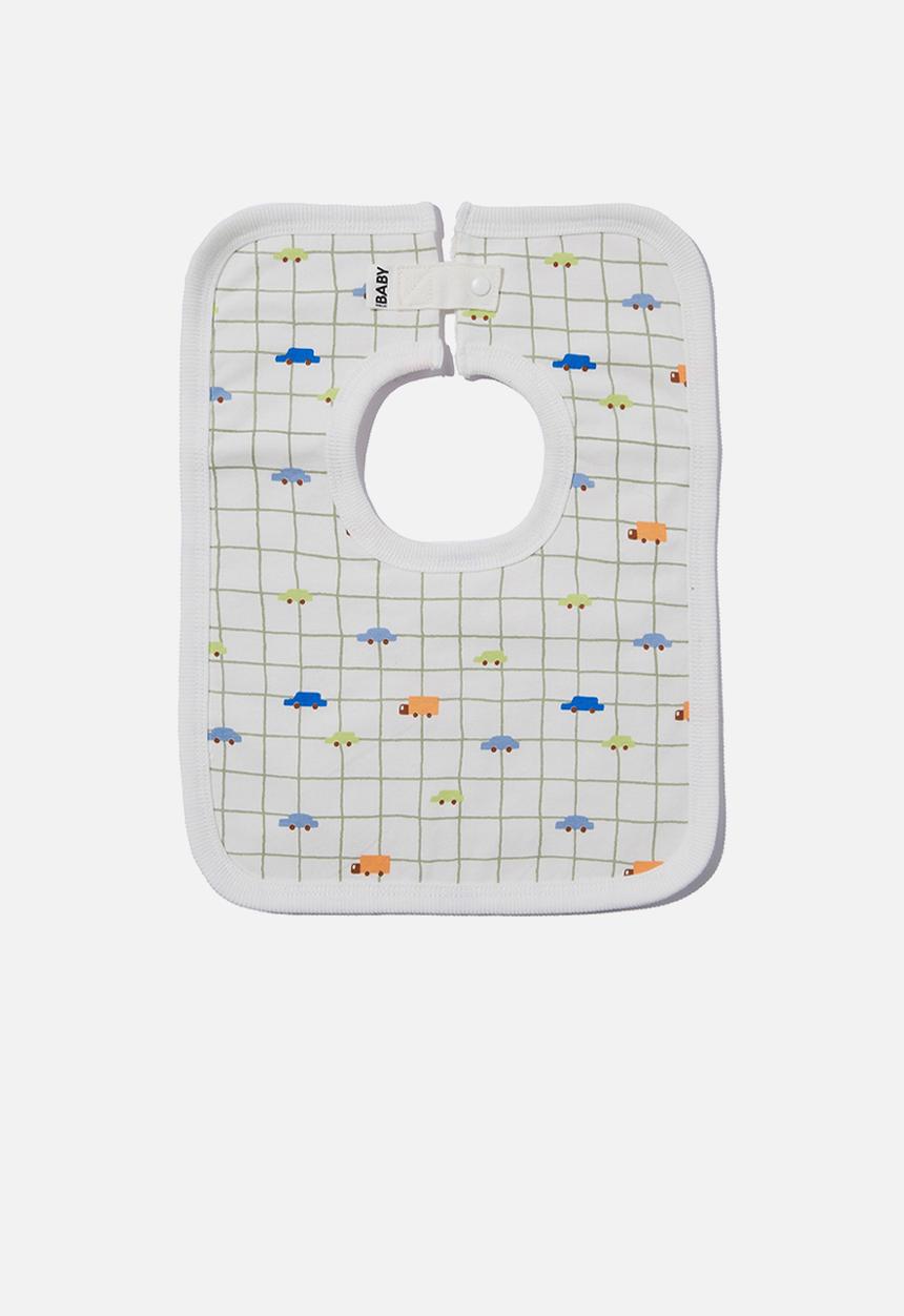 Cotton On - The square bib - vanilla / car sketchy grid