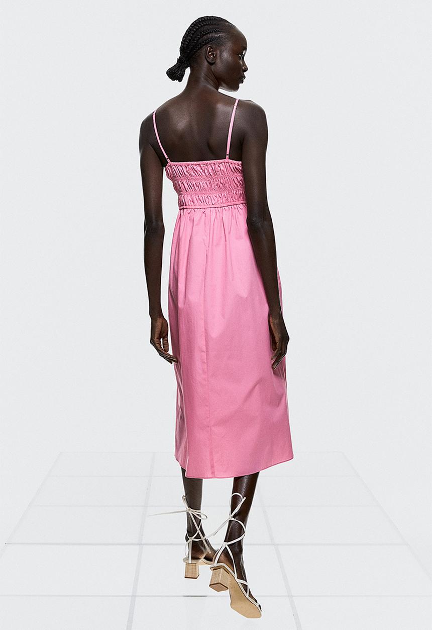 H&M - Smocked cotton dress - pink
