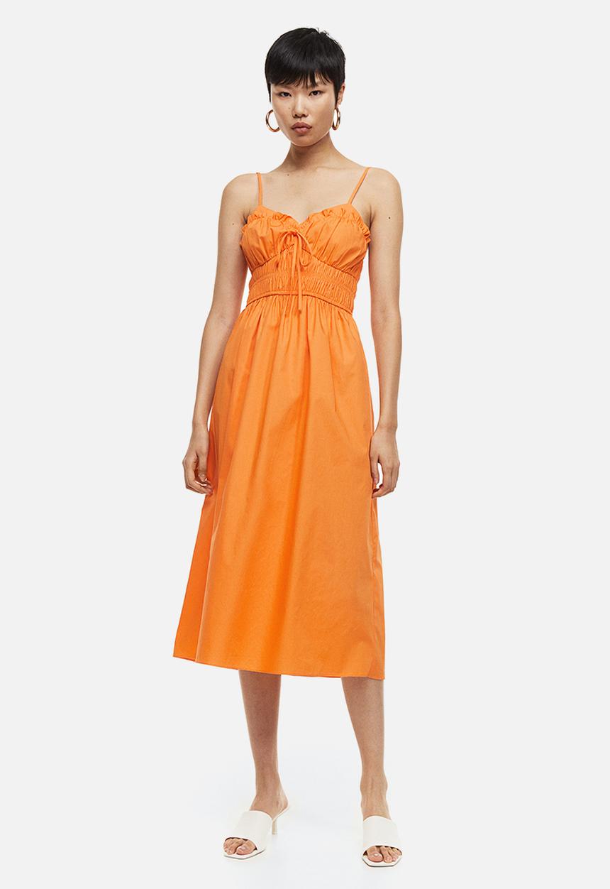 H&M - Smocked cotton dress - orange