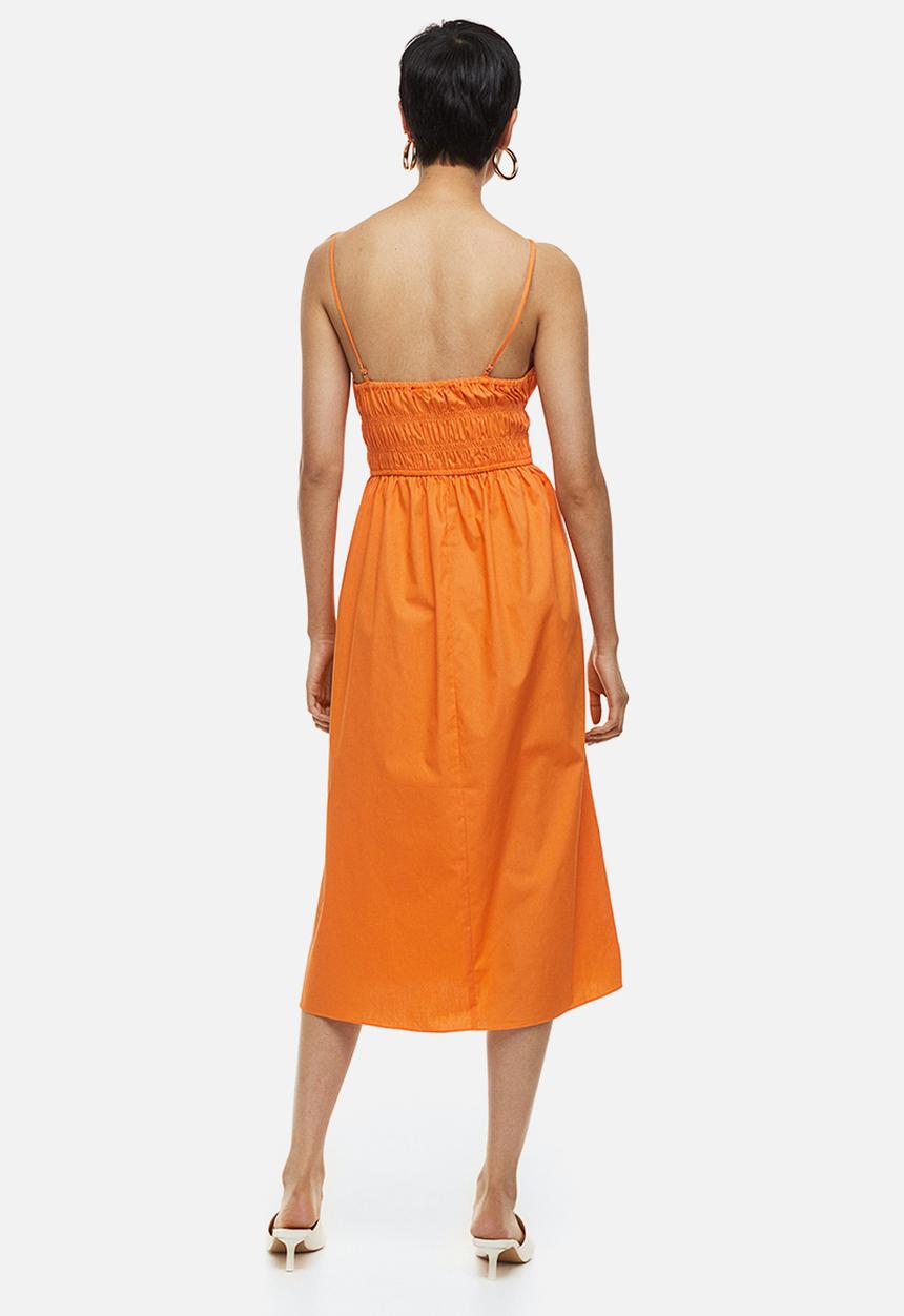 H&M - Smocked cotton dress - orange