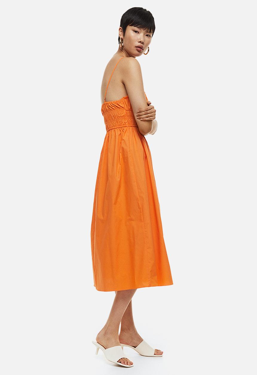 H&M - Smocked cotton dress - orange