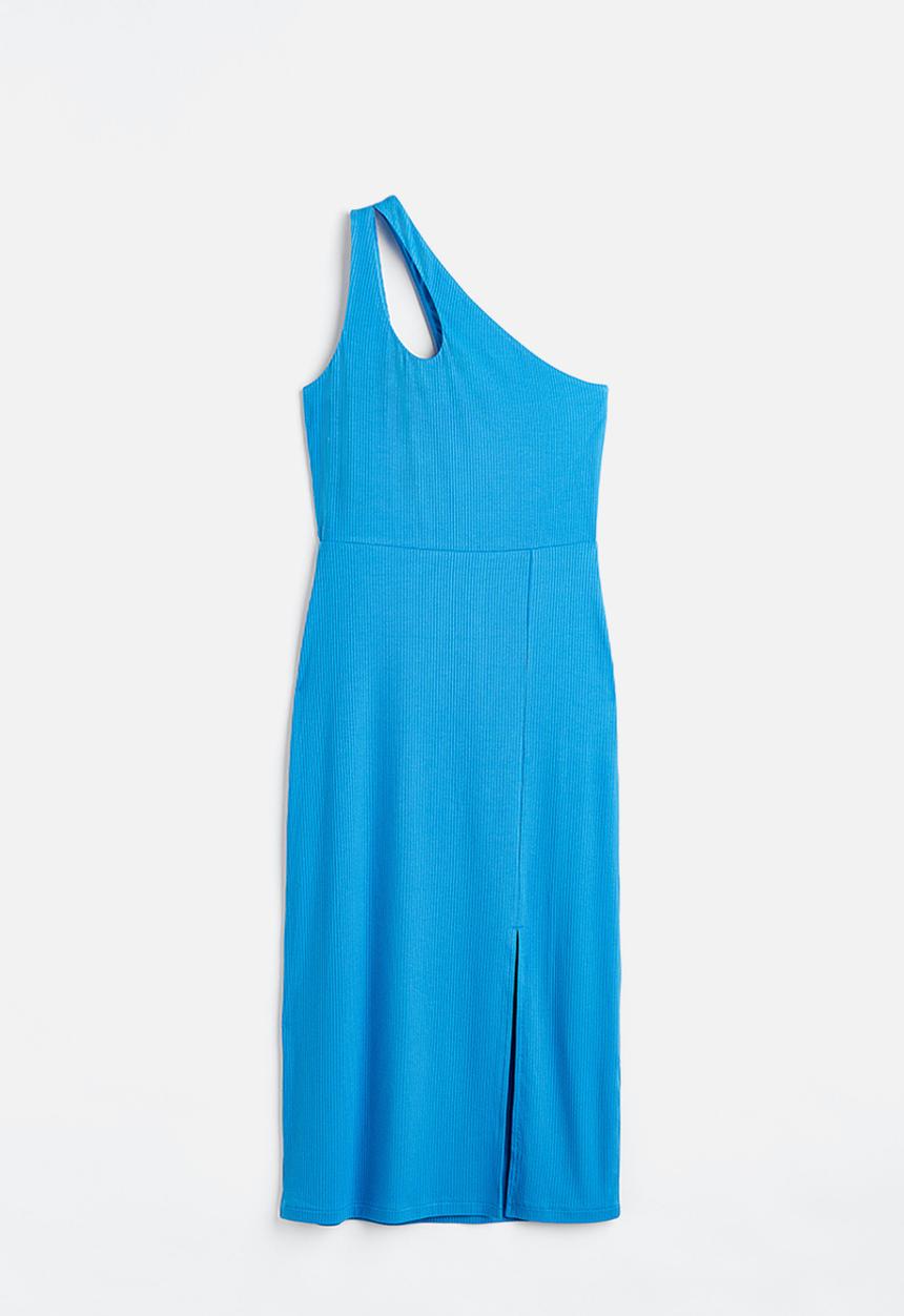 H&M - One-shoulder ribbed dress - bright blue