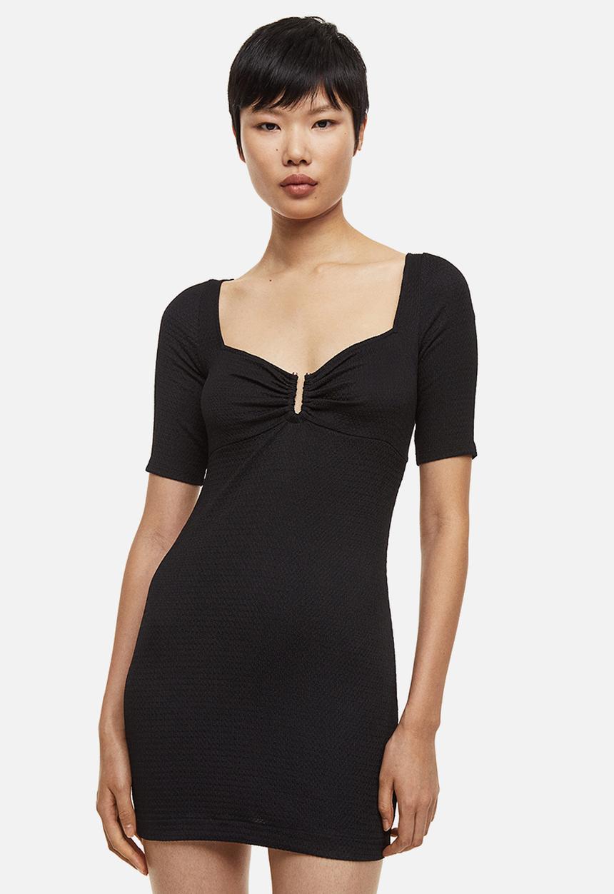 H&M - Crinkled jersey dress - black