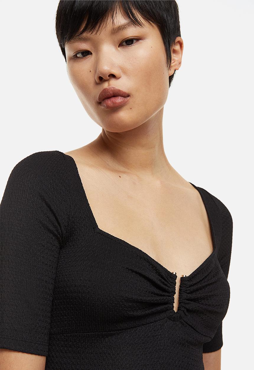 H&M - Crinkled jersey dress - black