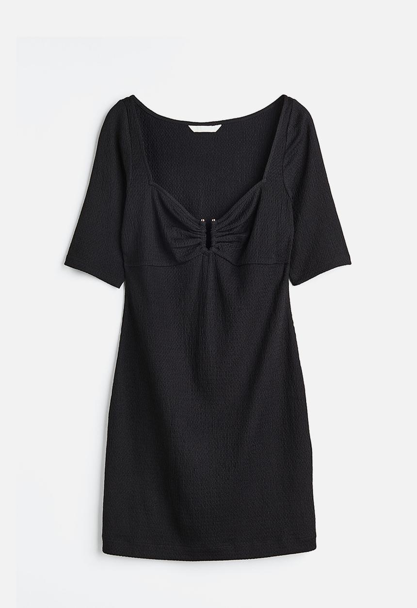 H&M - Crinkled jersey dress - black