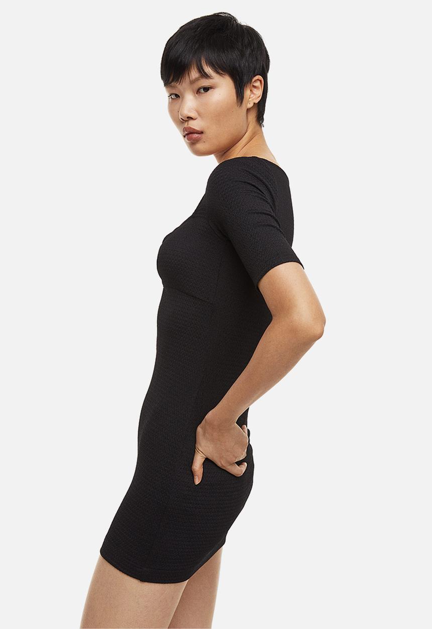 H&M - Crinkled jersey dress - black