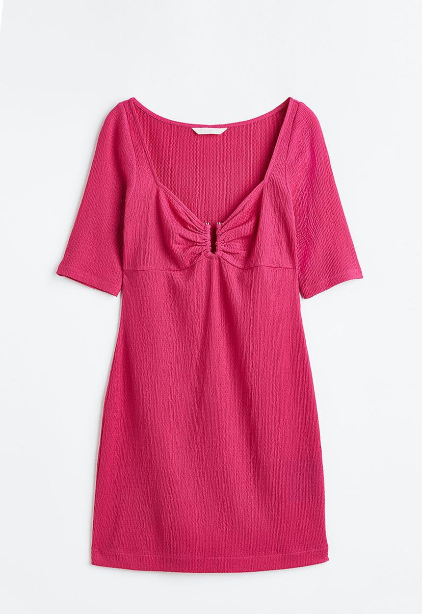 H&M - Crinkled jersey dress - cerise