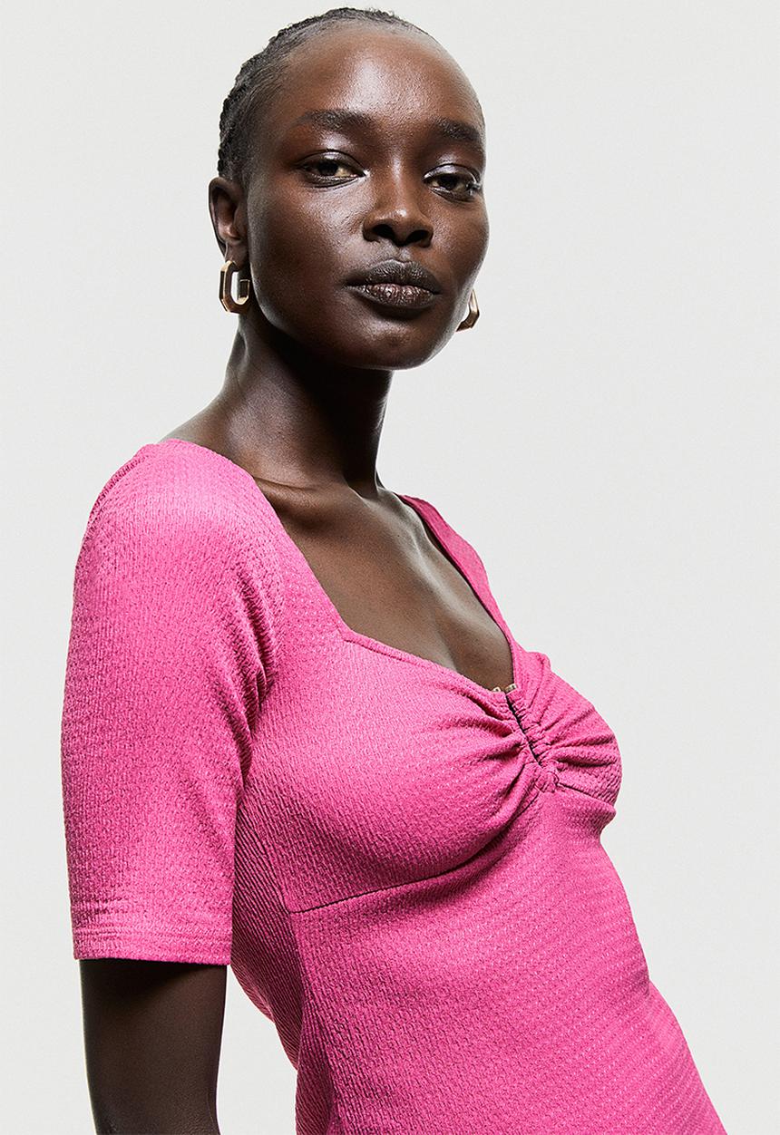 H&M - Crinkled jersey dress - cerise
